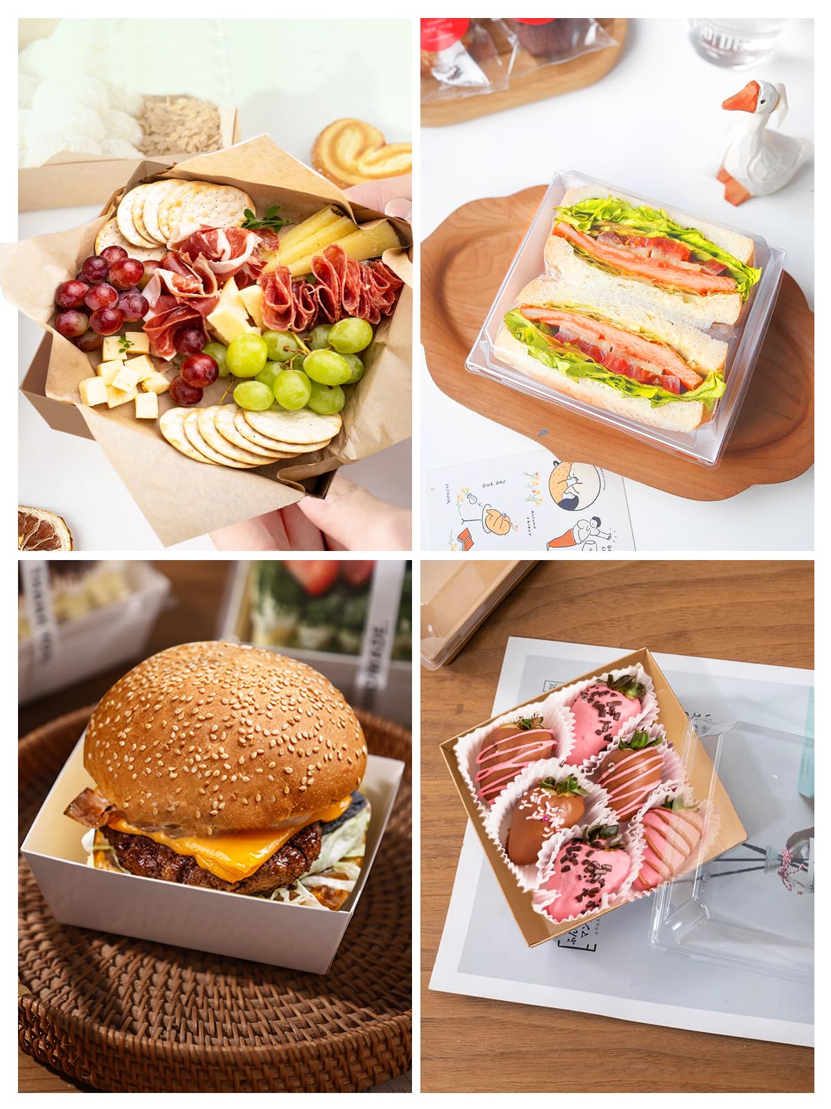 FunCakes Bento Cake Box, Lot de 10, 15x15 cm - Boîte à Gâteau pour Transport Pâtisseries Desserts Tartes - Blanc