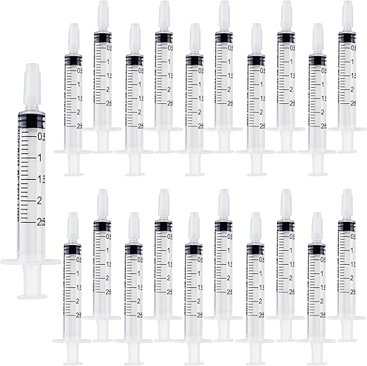 20Pcs 2.5Ml Plastic Syringes, Small Liquid Measuring Syringe