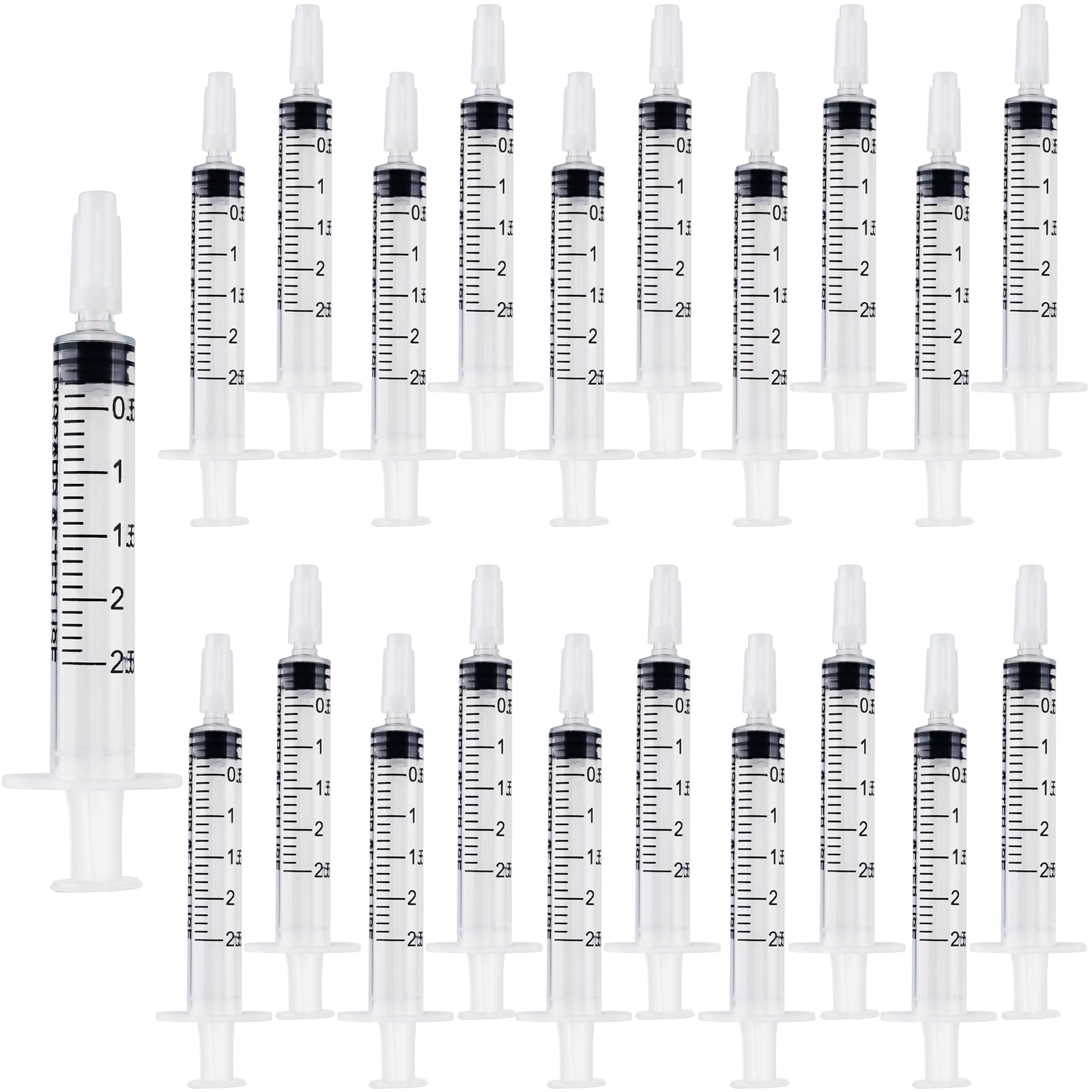 Strzykawki 2,5 ml, 20 sztuk jednorazowe bez igły, plastikowa strzykawka z kołnierzem, strzykawka do pobrania kolostrum, strzykawka dozująca do karmienia małych zwierząt, laboratoria naukowe