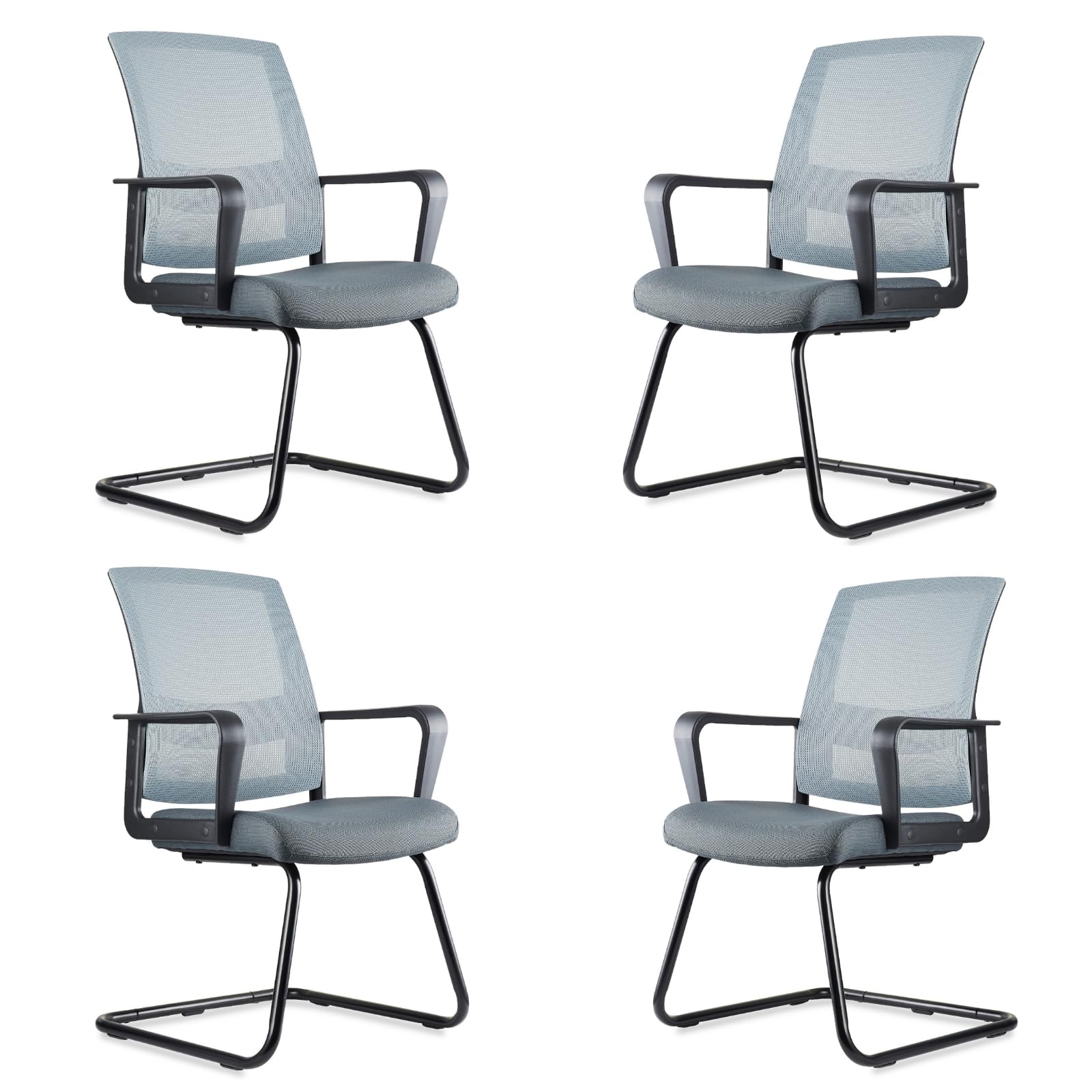 CLATINA Office Guest Chair with Adjustable Lumbar Support and Mesh Back Computer Chairs with Sled Base Desk Chair no Wheels for Reception Conference