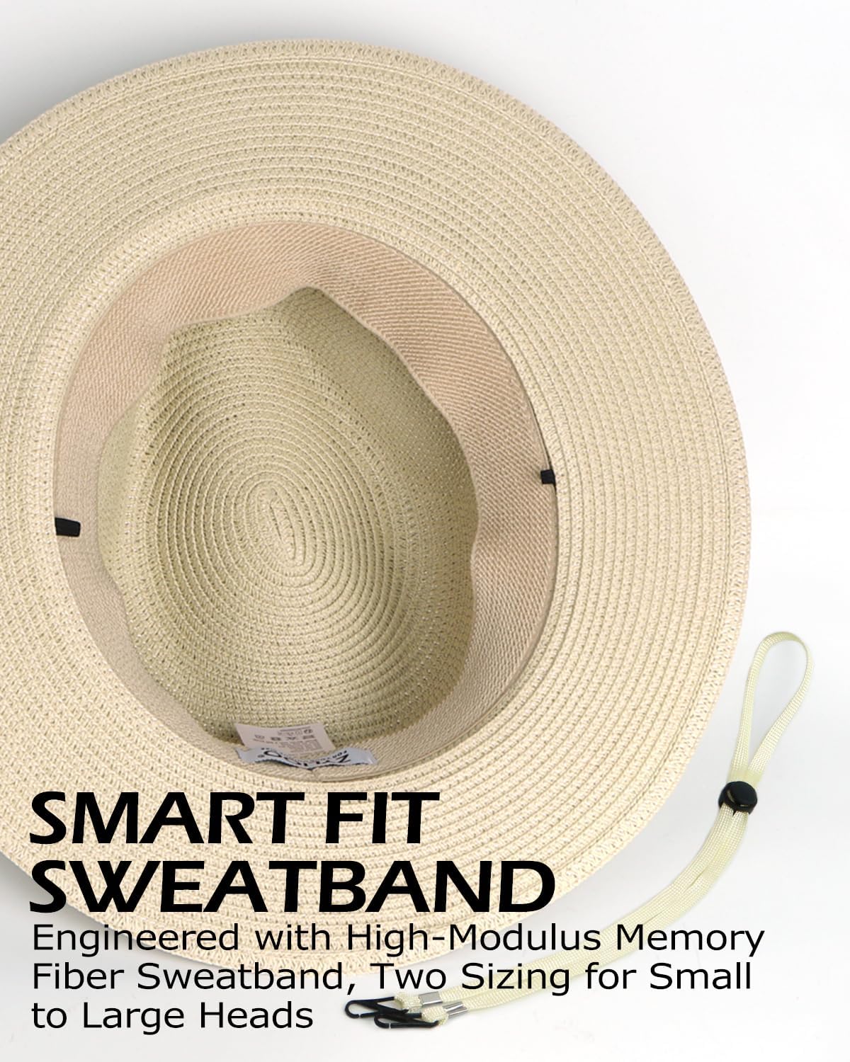 Zylioo XXL XL Straw Panama Sun Hat for Big Heads,M S UV Summer Fedora with Chin Strap,Beach Travel Outdoor Gift Box