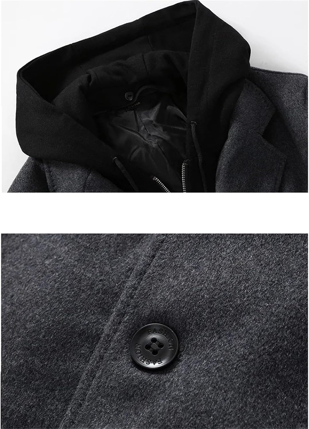 Winter Men's Wool Blend Trench Coat Solid Color Men Fashion Casual Business Overcoat Mid-Length Male Warm Jacket