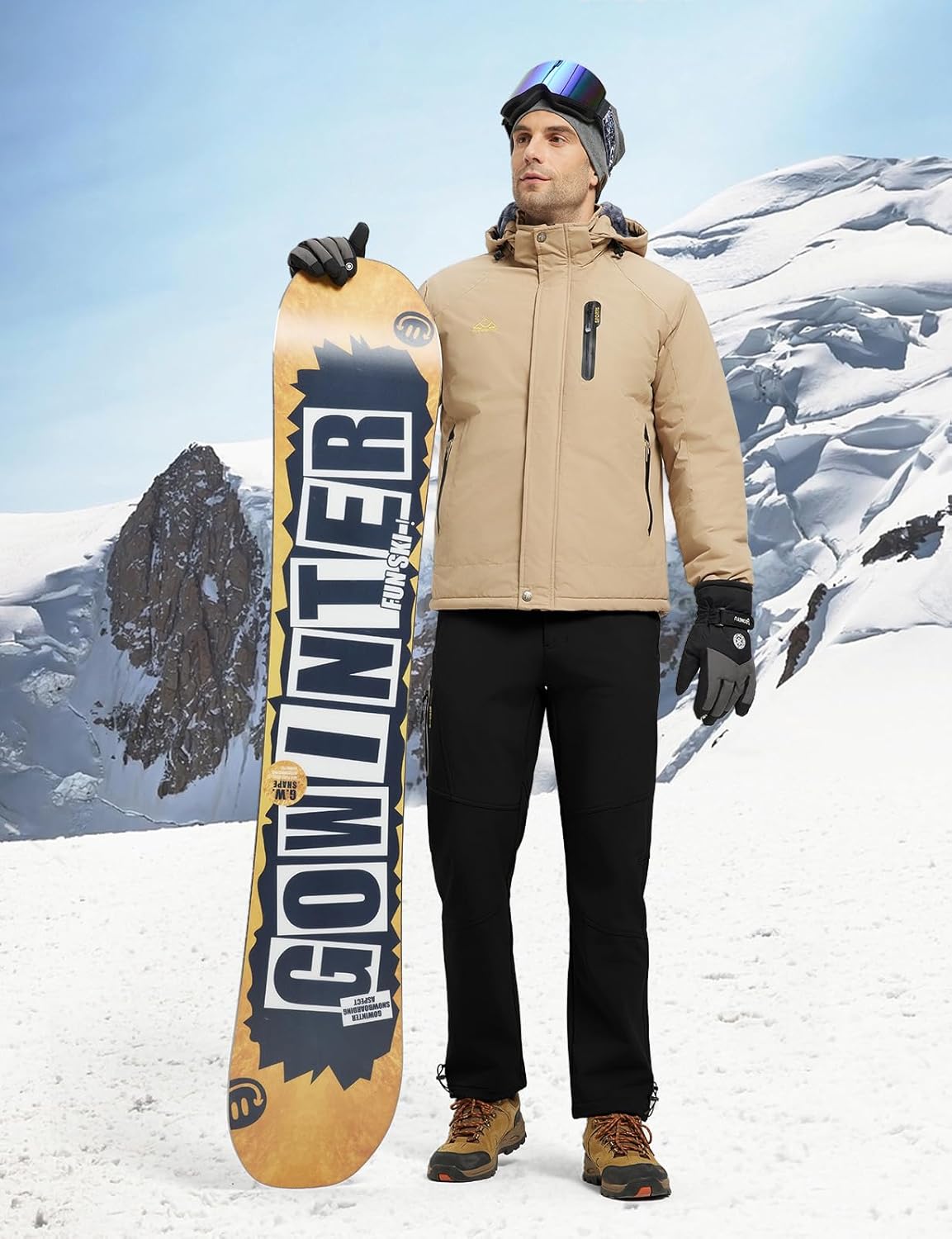 YSENTO Men's Fleece Lined Snow Ski Pants Waterproof Softshell Insulated Winter Cargo Hiking Camping Pants - Image 5