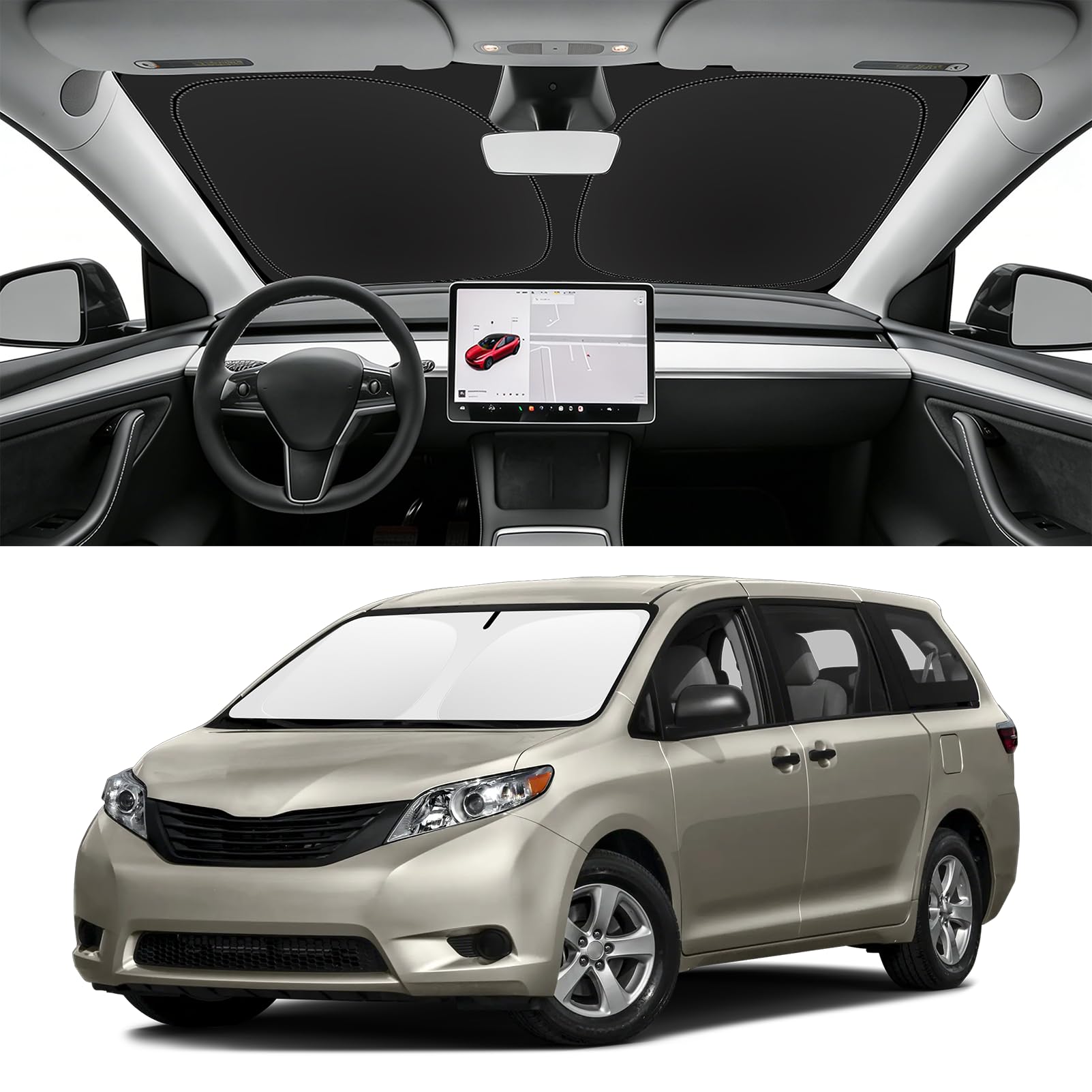 Custom Fit Windshield Sun Shade for Toyota Sienna 2011-2020