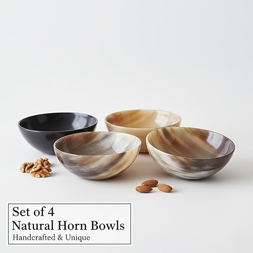Miniatura 4 de Juego de 4 cuencos vikingos nórdicos medievales recreados  Cuenco de cuerno  Cuencos para servir y afeitar, regalo para madre, padre y esposo,