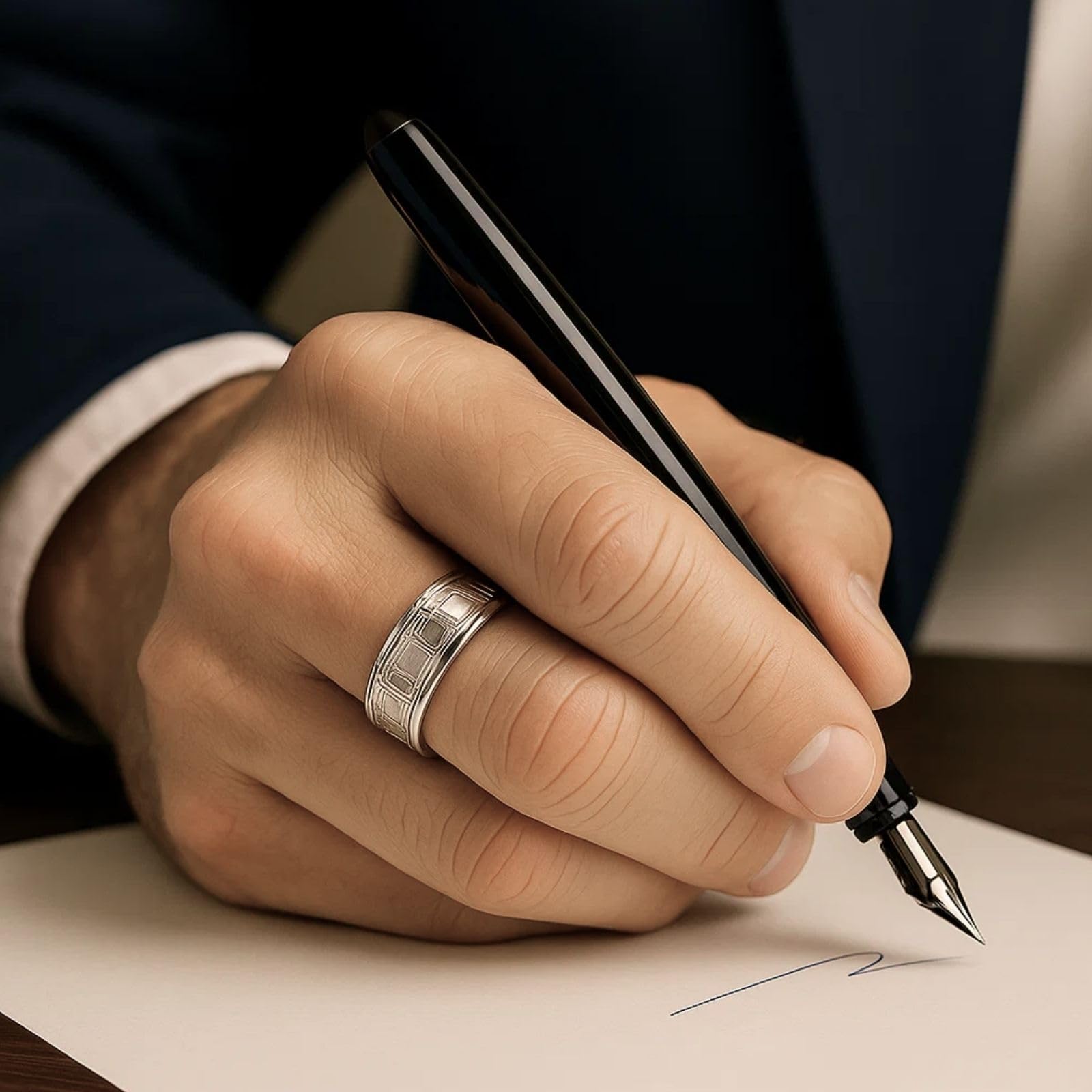 Espléndido Anillo Para Hombre En Plata De Ley 925 Con Tamaño Ajustable