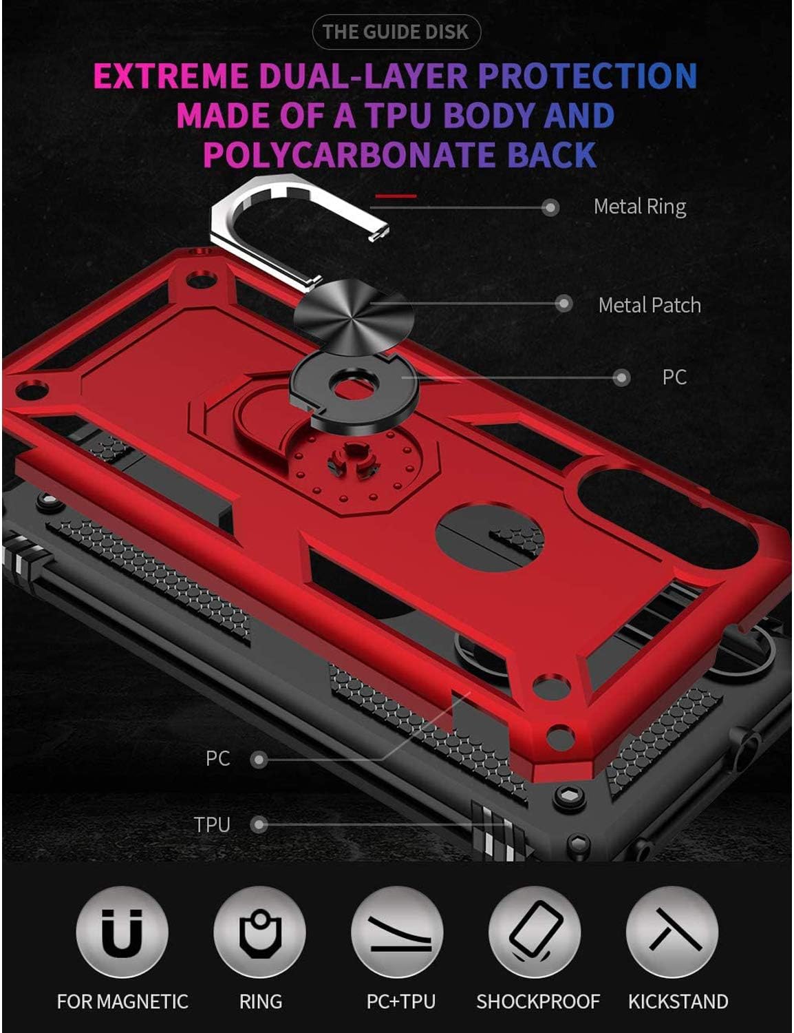 TJS Compatible with Motorola Moto E 2020, Case, with [Tempered Glass Screen Protector][Metal Ring][Magnetic Support] Defender Kickstand Heavy Duty Drop Protector Cover Phone Case (Teal)