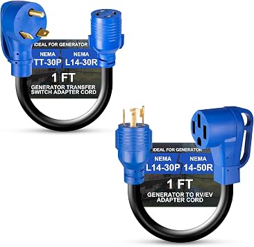 NEMA TT-30P to L14-30R 30 Amp 3 Prong to 4 Prong Adapter Cord,4 Prong 30 Amp to 50 Amp NEMA L14-30P to 14-50R Generator Adapter Cord