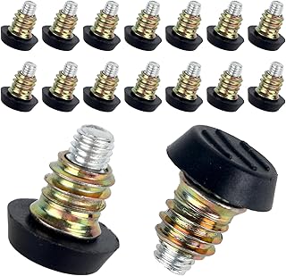 BOXOB 16pcs 1/4-20" UNC Thread Adjustable Furniture Levelers, Threaded Anti-Slip Chair Leg Extender Plastic Iron Table Leveling Feet with 16pcs Screw-On Nuts for Tables Chairs Wooden Furniture