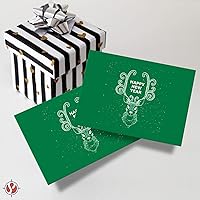 Vista 3 de Tarjetas de notas planas verdes navideñas de 5 x 7 pulgadas, haz tus propios saludos de arte y manualidades de Navidad 2025 – Excelente cartulina