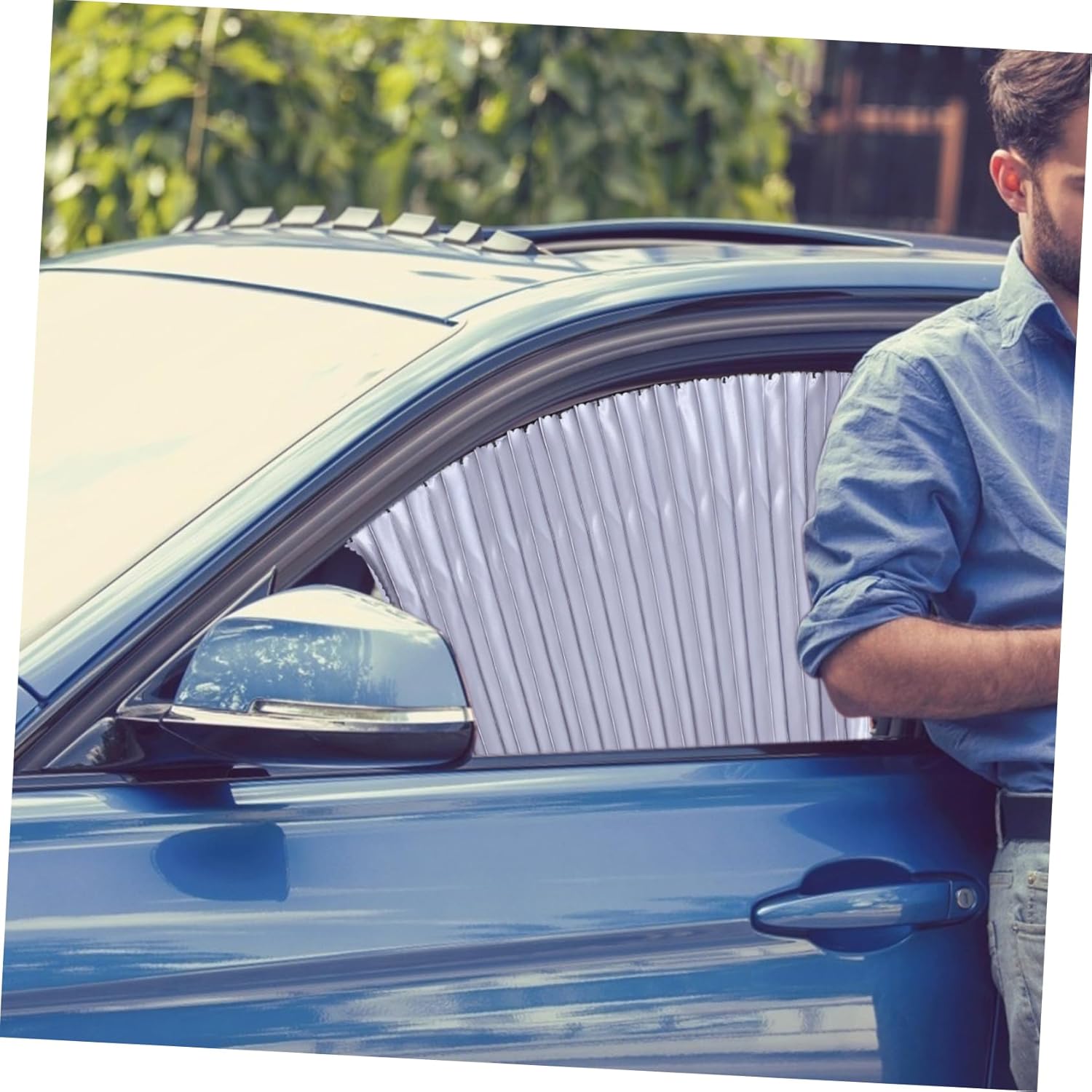 Luxshiny 1Set Car Side Window Sunshade UV Protection Visor Curtains for Summer Privacy Blinds Cover for Vehicles Simple Design Glare Protects Interiors