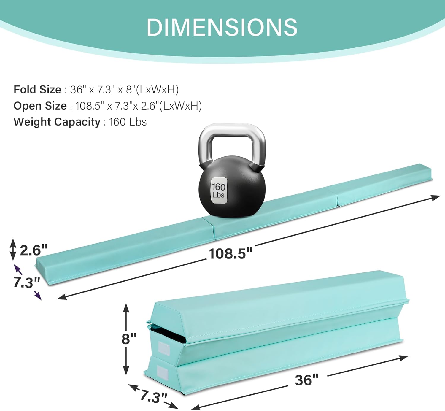 6FT/9FT Balance Beam Folding Gymnastics Beam Extra Firm Foam Anti-Slip Bottom Equipment for Floor Home Training, Kids, Adults