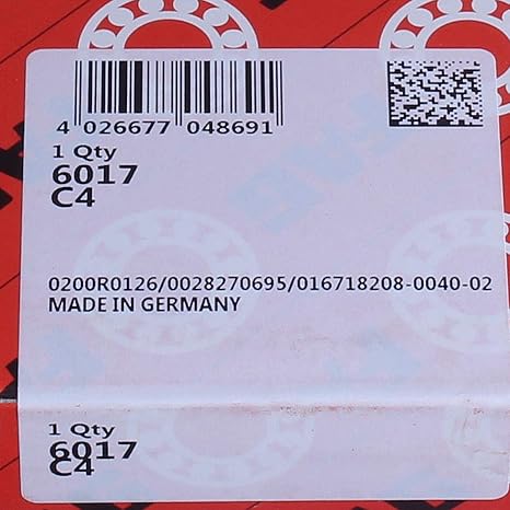 6017-C4 FAG Deep Groove Ball Bearing 85x130x22mm