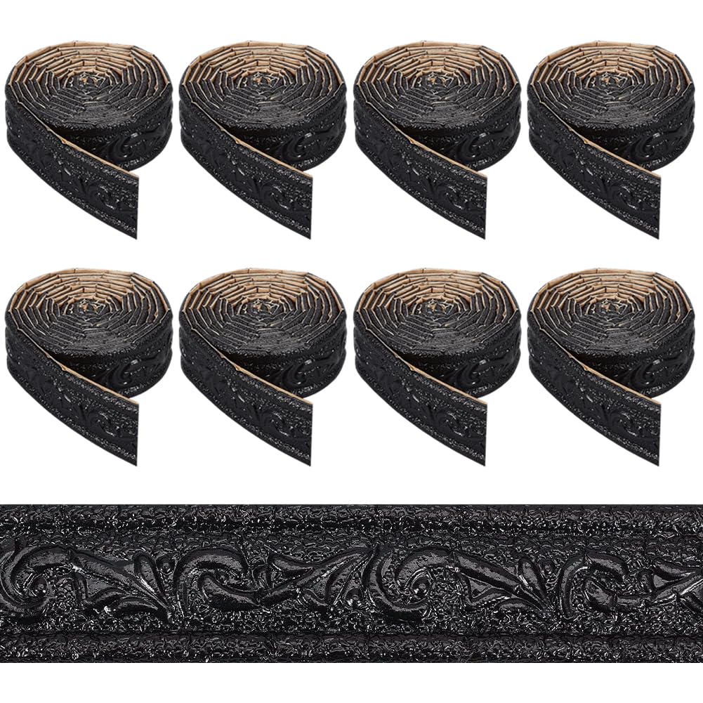 CRASPIRE 8 Rolls 60.4Ft Long Black Peel and Sick Molding Wall Trim Vintage Wallpaper Border Crown Self Adhesive Foam Flexible Baseboard Mirror Sticky Wall Edge Line for Hotel Home Office Ceiling Decor