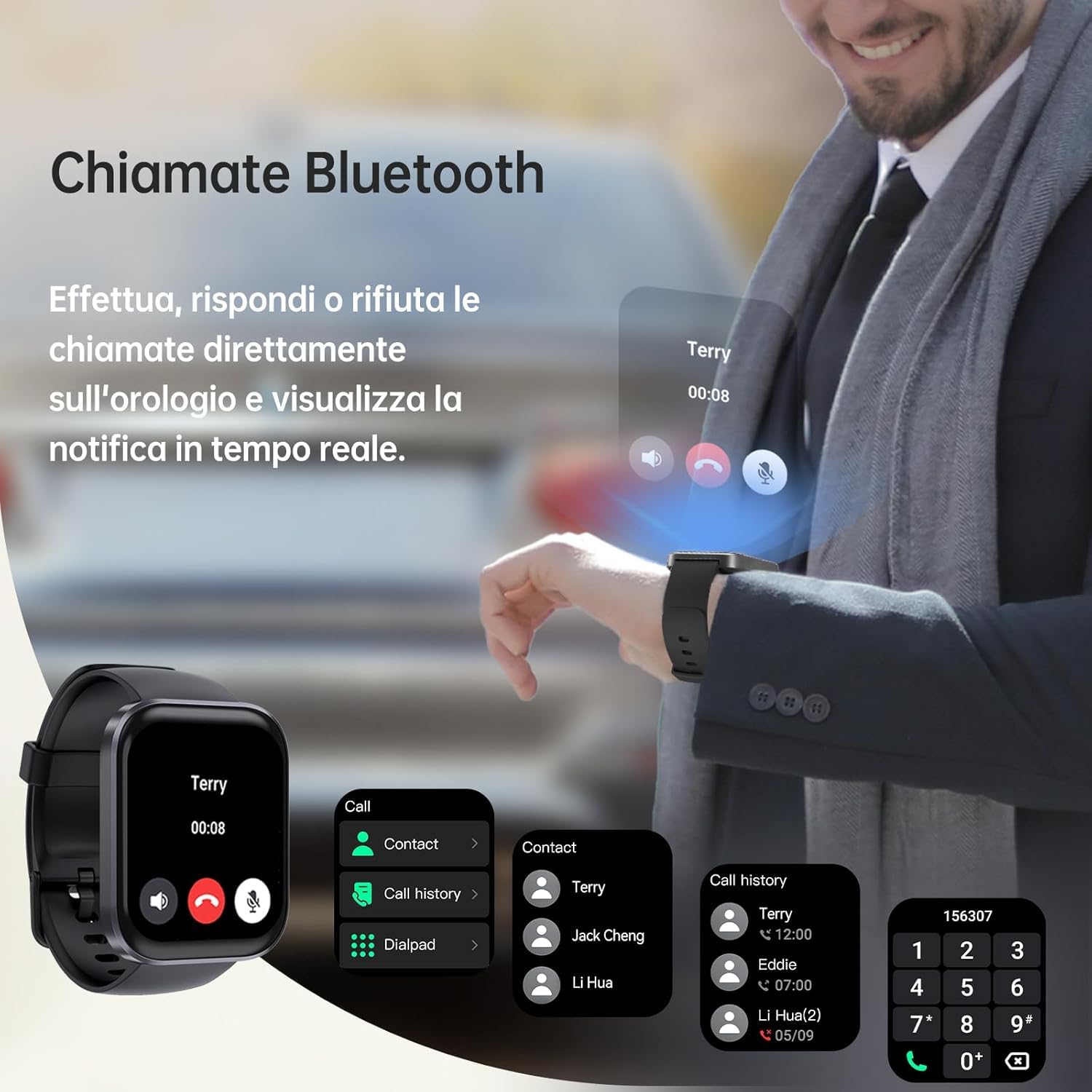 OBA OUKITEL BT103 Smartwatch unisex 1.91" 100+ Modalità Sport Contapassi/Sonno/Cardiofrequenzimetro, Fitness Tracker per iOS Android