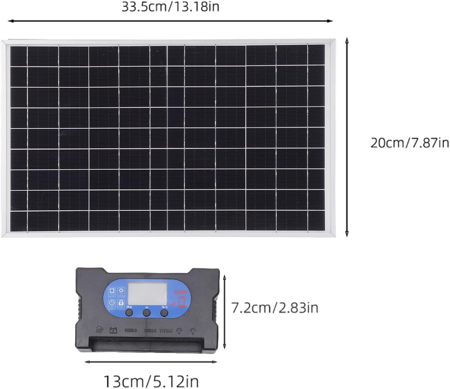 Solar Panel Controller Kit, ABS Portable Solar Charger with 100A Fast Charging Controller for Car Battery Charging Camping Hiking