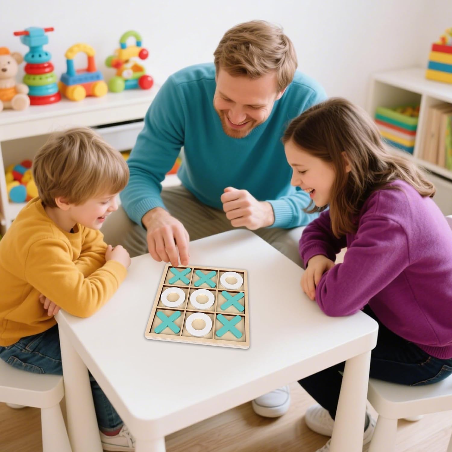 Tic Tac Toe Game - Classic XO Board Game for Kids and Adults - Portable Travel Games for Fun Family Game Night, 7" x 7"