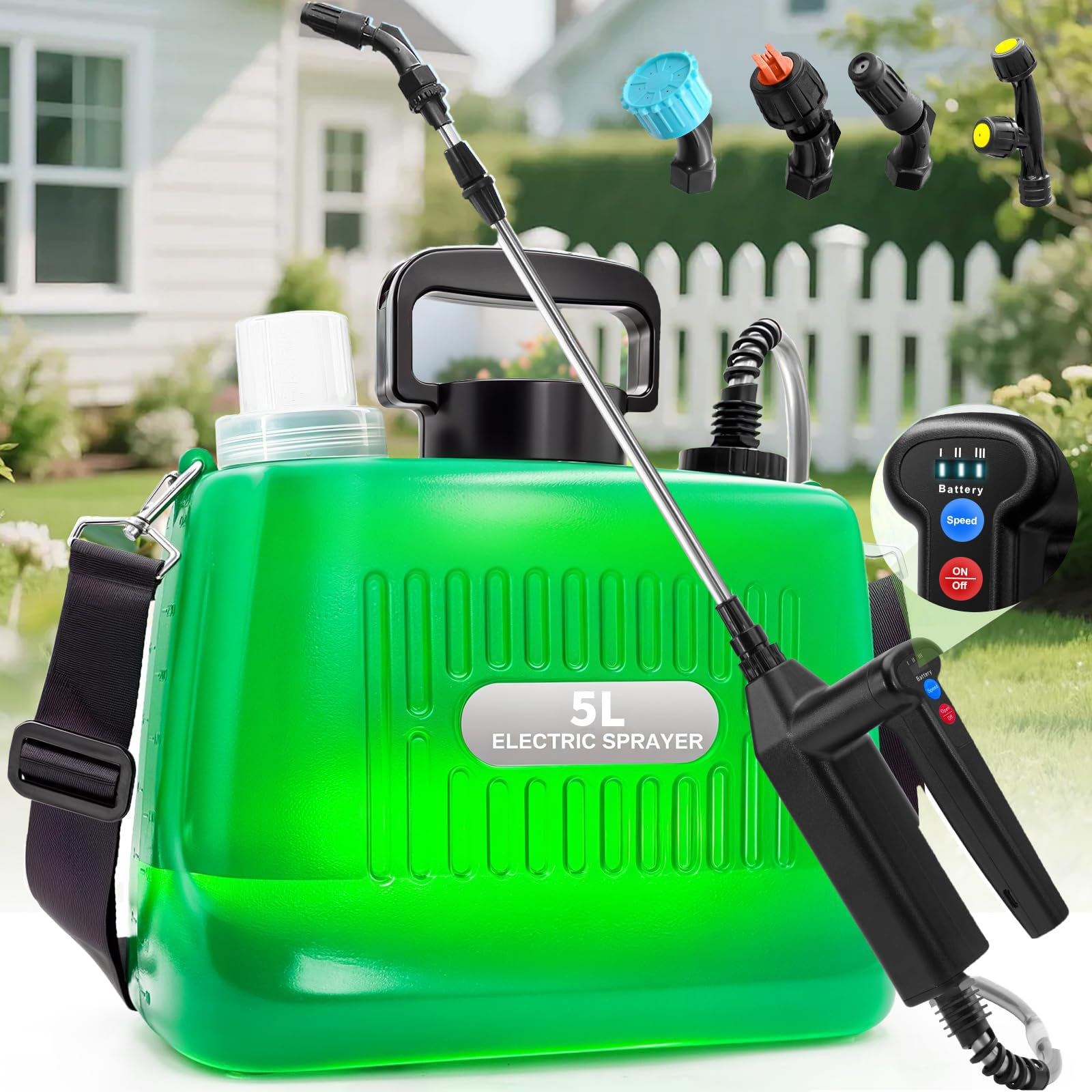 Pulverisateur electrique 7.4V avec lance retractable et reservoir eau 5 litres