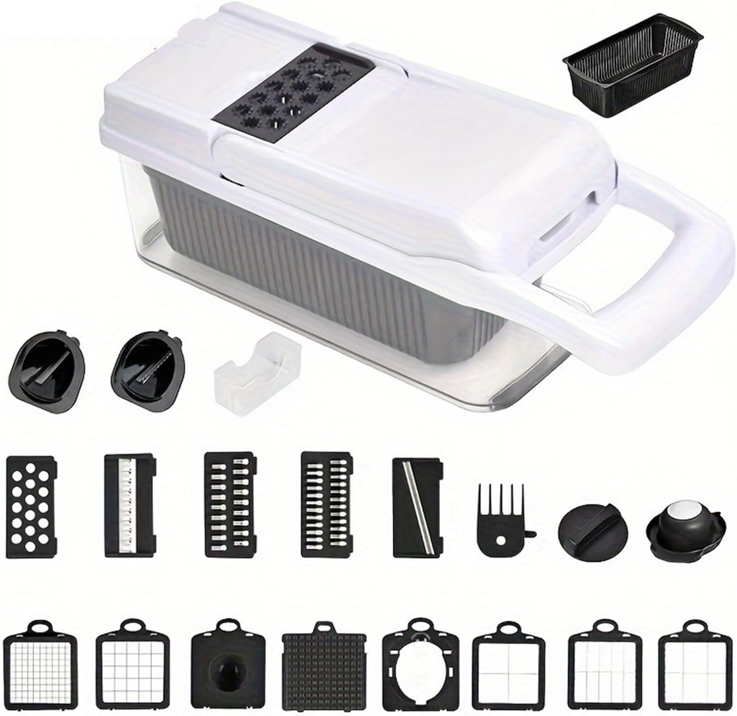 22-in-1 Multifunctional Vegetable Cutter Onion Mincer Dicer Egg Slicer Potato Kitchen Gadgets(White)