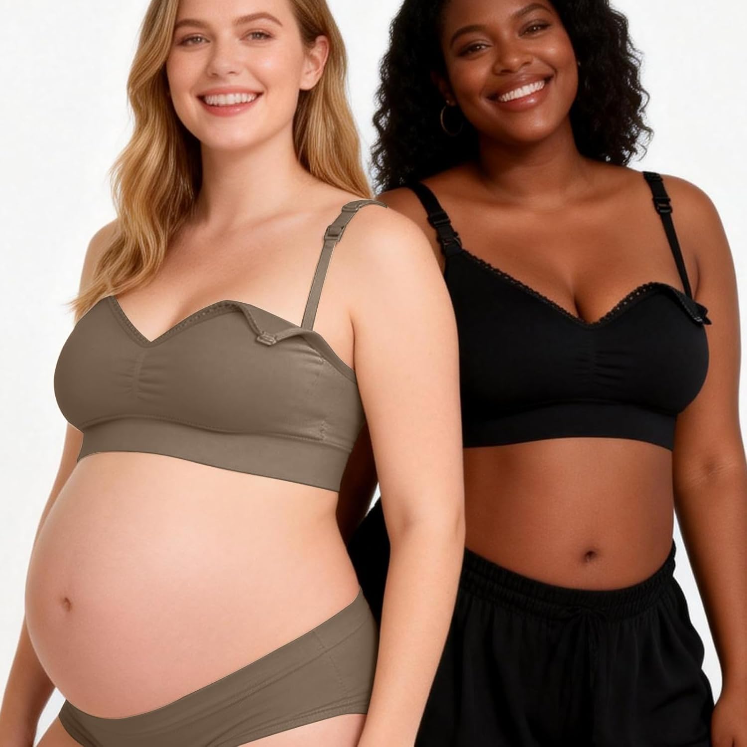 Under Control Nursing Bras for Breastfeeding 4 Packs (US, Alpha, X-Large, Regular, Regular, Black/Light Brown/Black/Nude)