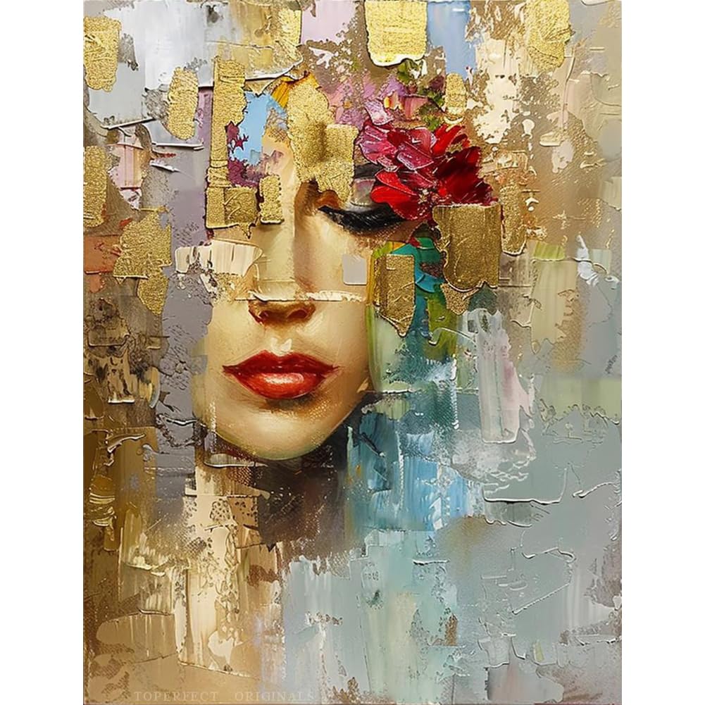 Amazon.com: Toperfect Hand painted custom woman portraits individuality by  college teachers, original mood art paintings on canvas, customized head  portrait in gold, abstract wall decor Christmas gift idea: Paintings