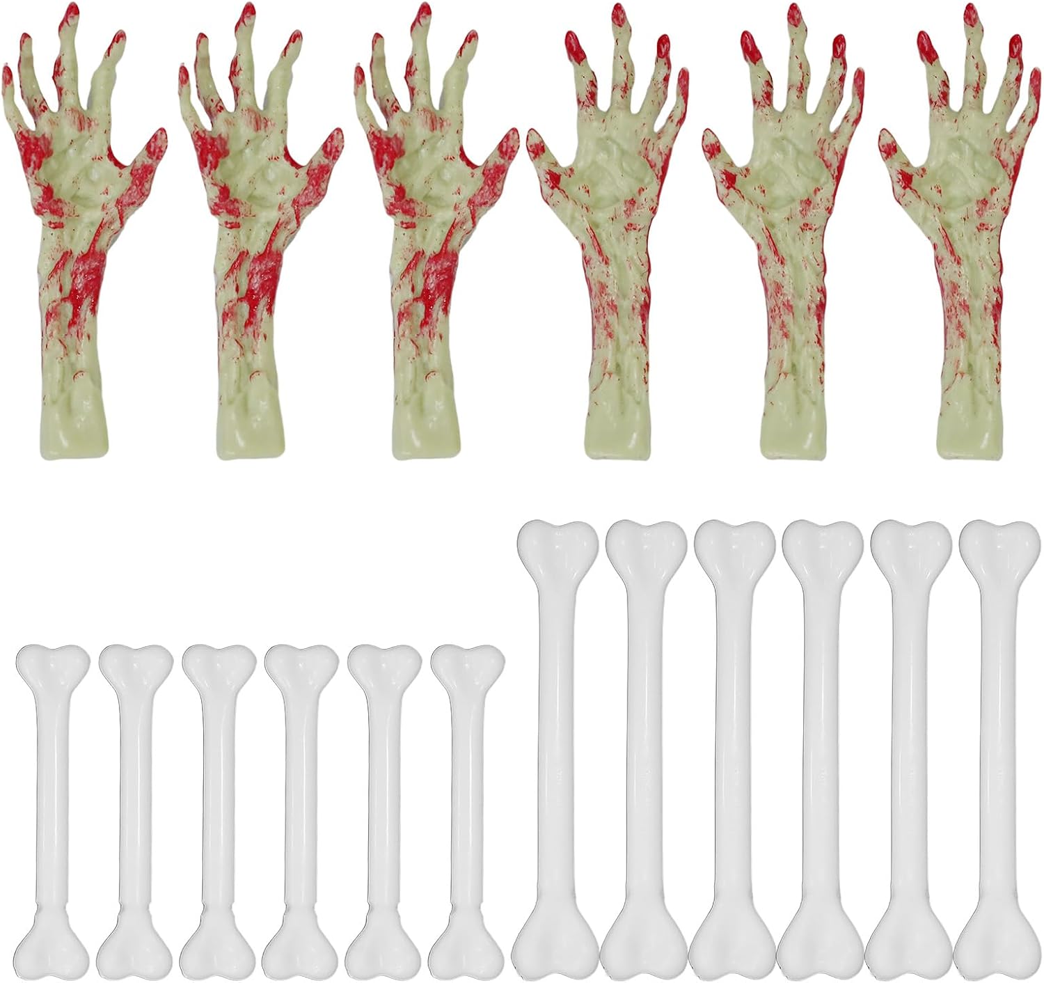 Gvhntk 48 Pcs Halloween Skeleton Swizzle Sticks Skeleton Arms Hand Plastic Bone Food Picks Cocktail Stirrers Drinks Stir Sticks Food Decor for Halloween Party Food Drink Decoration Supplies