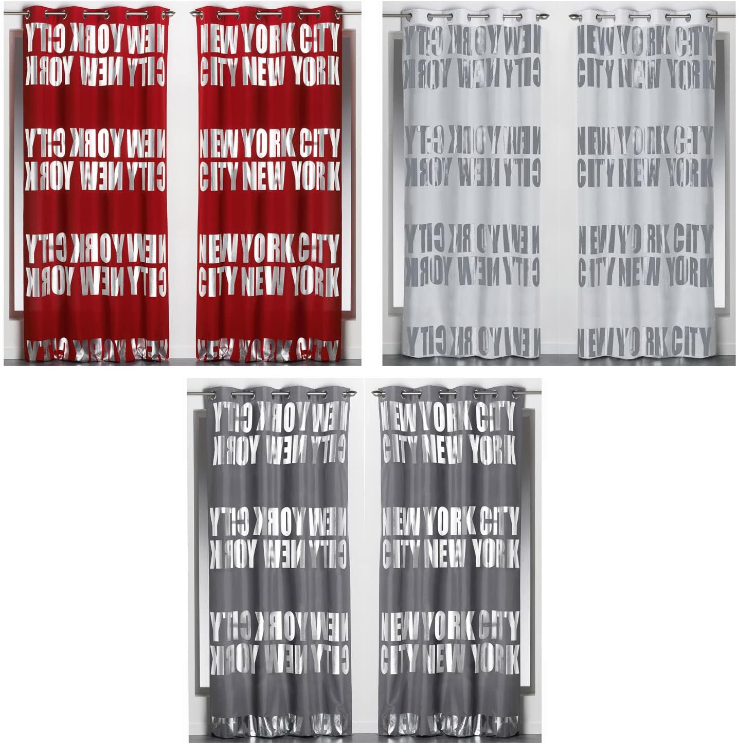 Evideco Blackout Window Curtain Panel NEW YORK City with Grommets