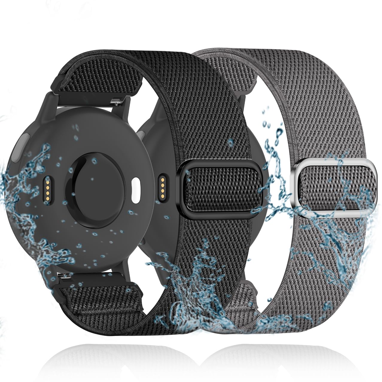 Conidido Water-Resistant Elastic Nylon Strap Compatible with Garmin Vivoactive 5/Vivoactive 3/6 Watch Bands, 2 Pack 20mm Quick Release Breathable