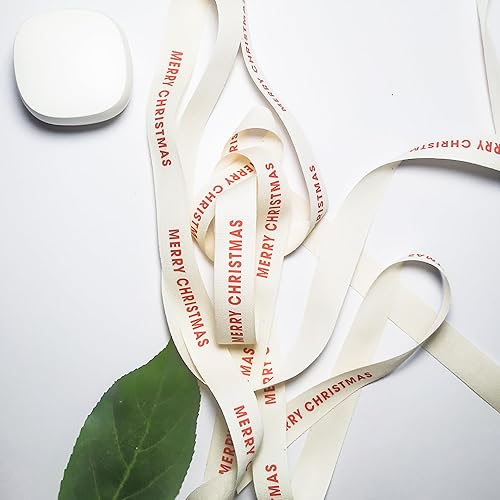 Miniatura 3 de Cinta de Navidad  Cinta de algodón para envolver regalos navideños  Cinta personalizada natural de 58 pulgadas x 20 yardas  Feliz Navidad