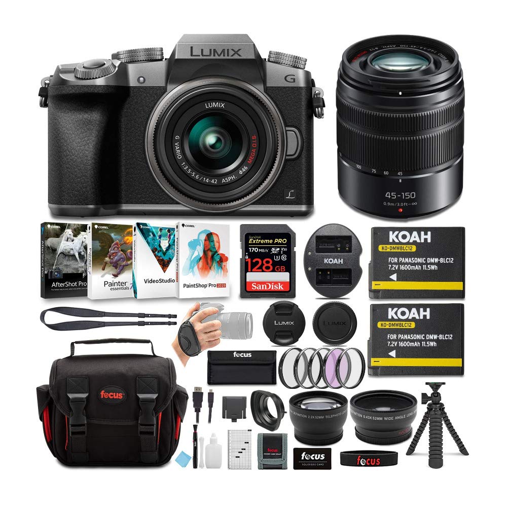 Panasonic LUMIX G7 Mirrorless Camera (Silver) with Lens and Accessory Bundle