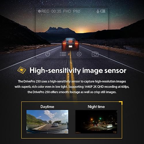 Miniatura 4 de Transcend DrivePro 250 1440P 2K QHD 60fps Dashcam de 64 GB con GPS, WiFi y montaje de succión TS-DP250A-64G