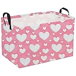 Sanjiaofeng Rectangular Valentine\'s Day Basket Love Storage Bins,Girls Storage Basket with Handles.Clothers,Books,Kid\'s Gifts Bins. (Pink Valentine\'s Day)