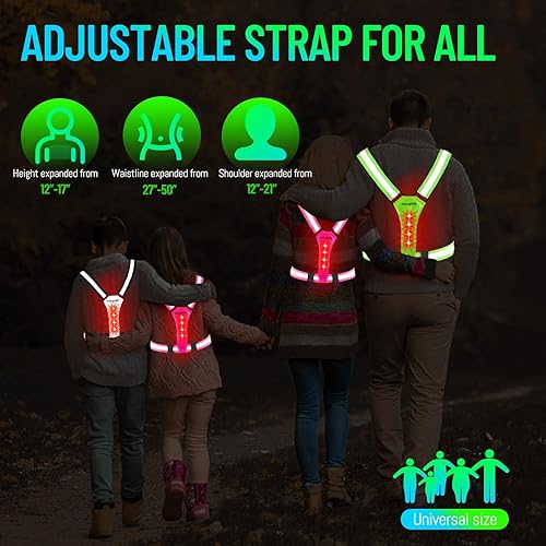 Miniatura 4 de CYCLESPEED Led Reflective Vest Running Gear, Light Up Vest for Night Walking, High Visibility USB Rechargeable Adjustable Running Lights for Runners