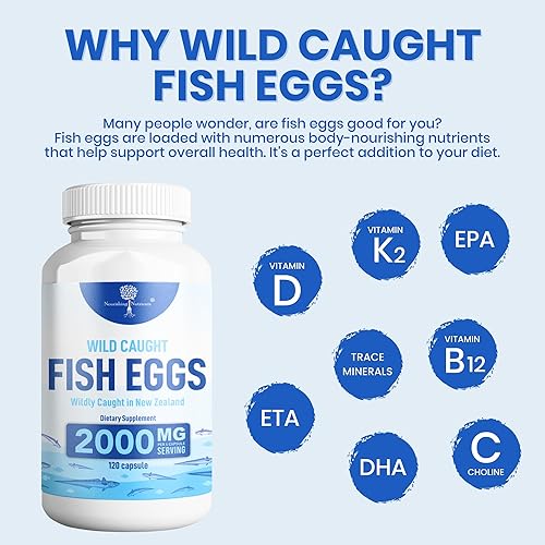 Miniatura 5 de Huevos de pescado capturados salvajes 2,000 mg - Suplemento Omega 3 para ojos, salud cerebral, apoya la inmunidad, huesos y dientes, apoyo del