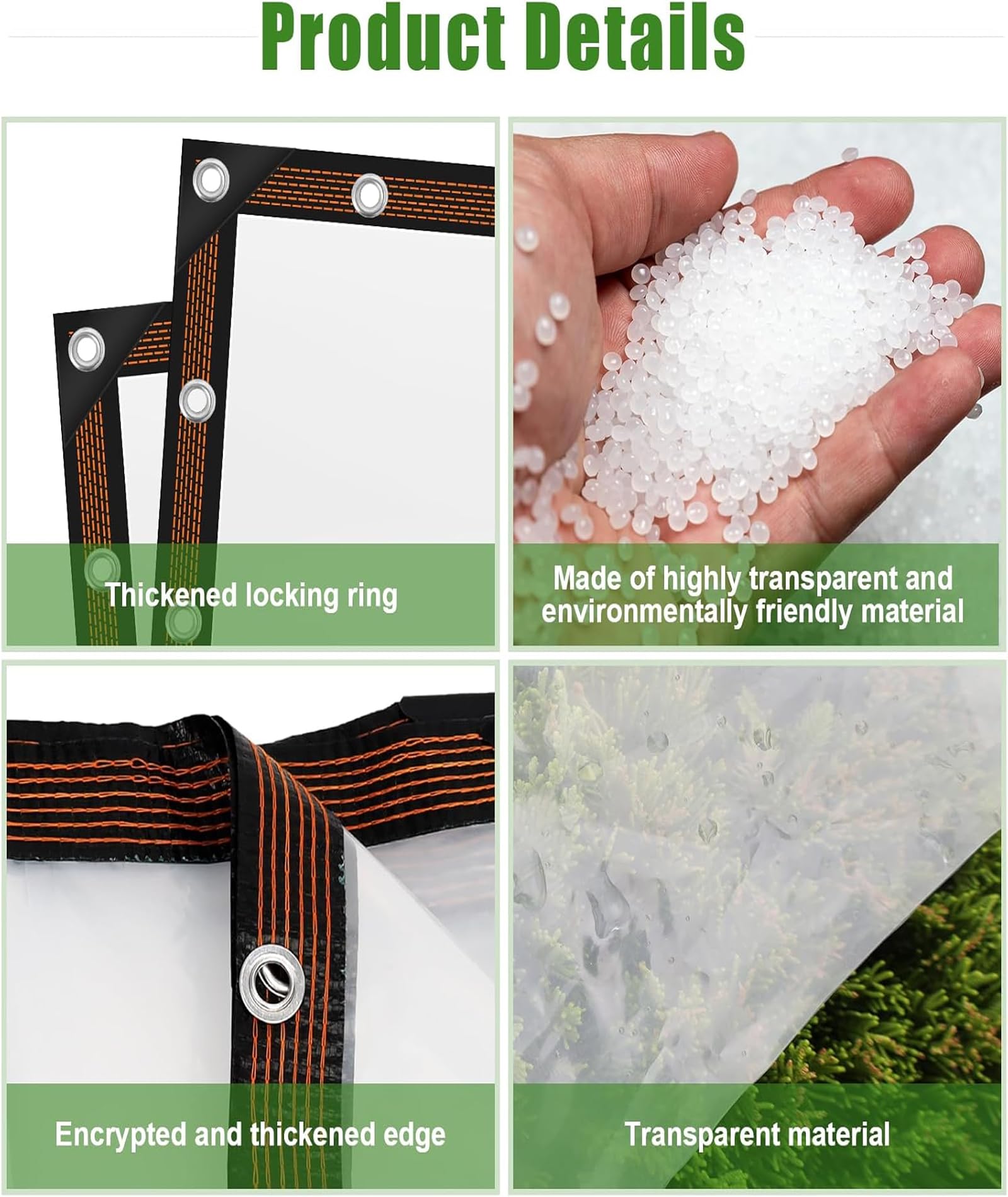 Transparent Tarpaulin Sheet Waterproof 2m x 2m(6.56ft x 6.56ft), 100 GSM Tarpaulin Sheet for Protecting Plants from Rain,Shielding Outdoor Furniture,Covering Construction Lumber & Equipment — Amazon image 3