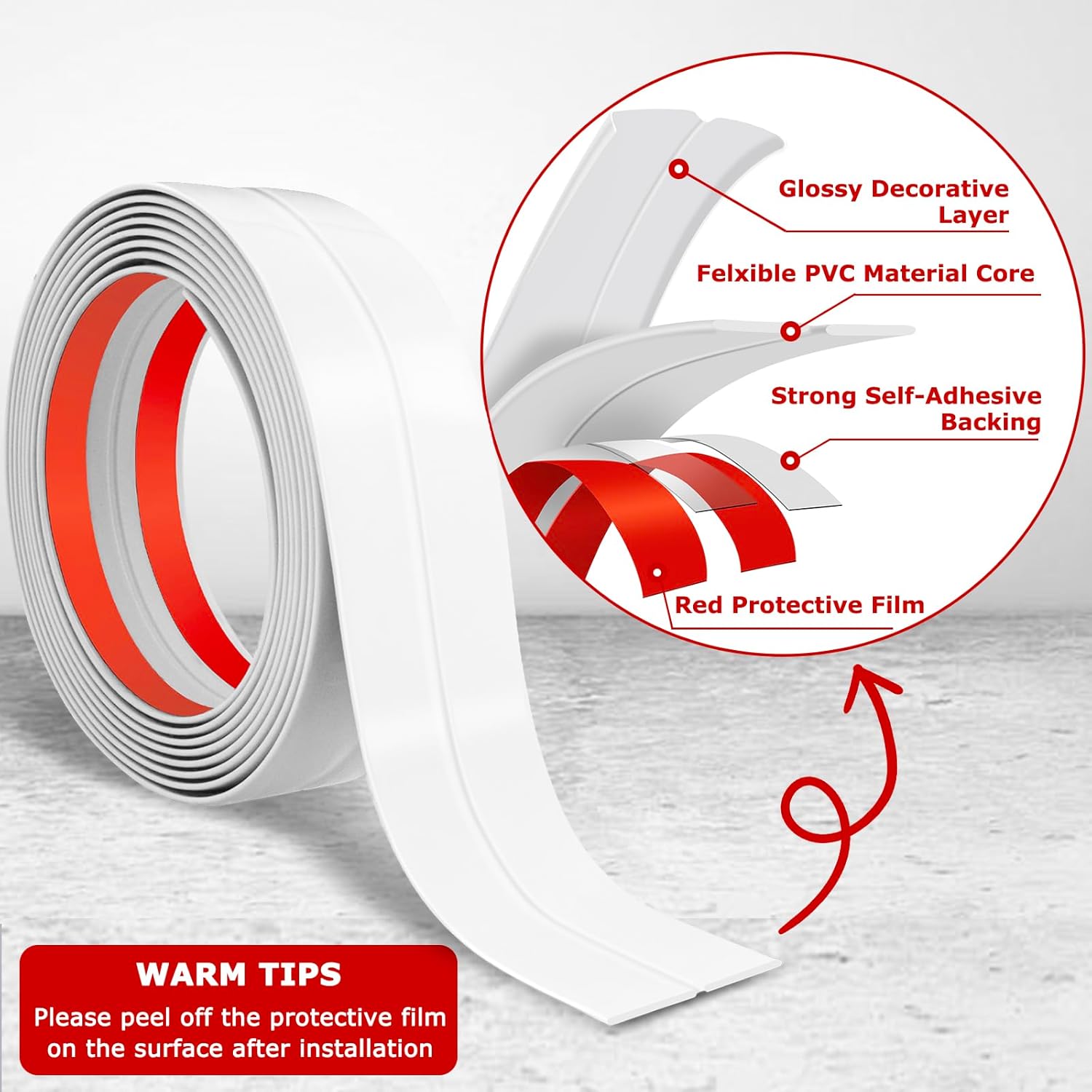 Flexible Wall Corner Protector Moulding Trim Peel and Stick Wall Corner Guards Edge Protector Self Adhesive Molding Trim Strip for Edge Ceiling (White, 1.6 in x 10 Ft) - Image 3