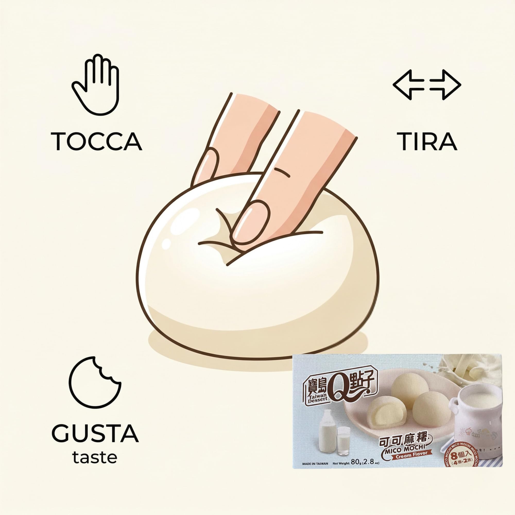 Hu Taste Mochi Mix Selezione Gourmet - Kit 5 Gusti: Matcha, Cioccolato, Latte, Mango e Uva - Box Snack Giapponesi e Dolci Asiatici Assortiti (Gusti Cremosi: Mango, Cioccolato, Latte, Matcha e Uva)