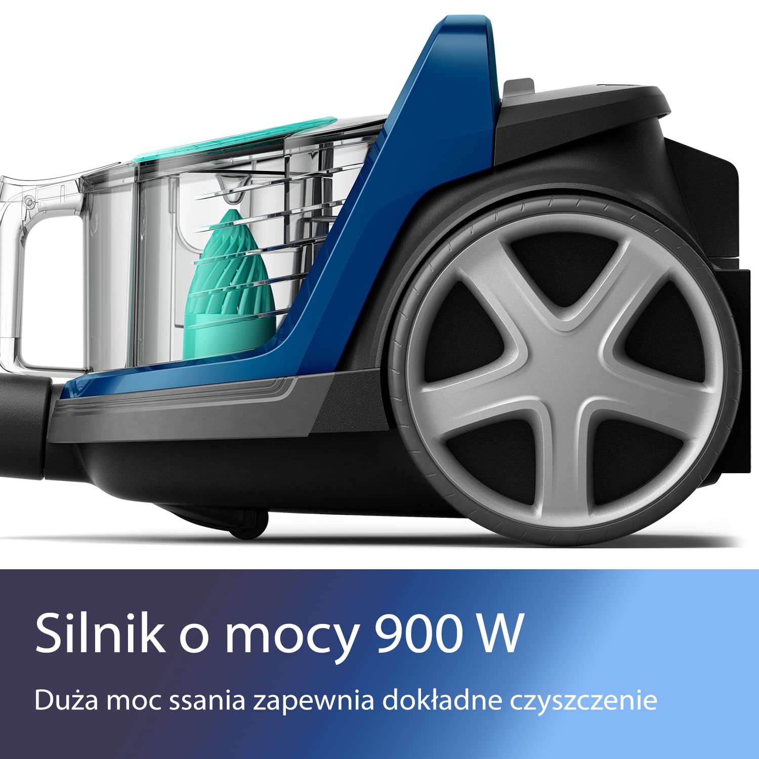 Philips Seria 5000 Odkurzacz Bezworkowy - Silnik o Mocy 900 W; Technologia PowerCyclone 7; Filtr Antyalergiczny H13; Nasadka TriActive LED, Kompaktowy I Lekki (FC9557/09)