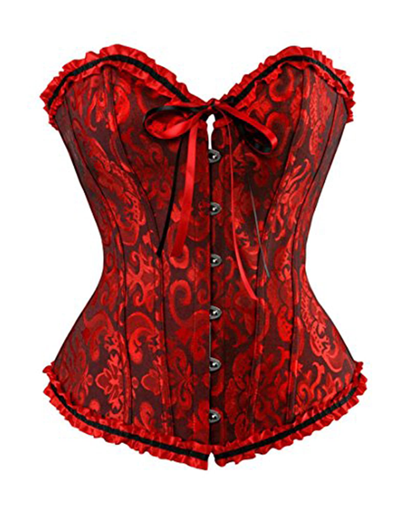 Felcia Women's Corsets Sexy Brocade Overbust Lace up Boned Corsets Shapewear Outfit
