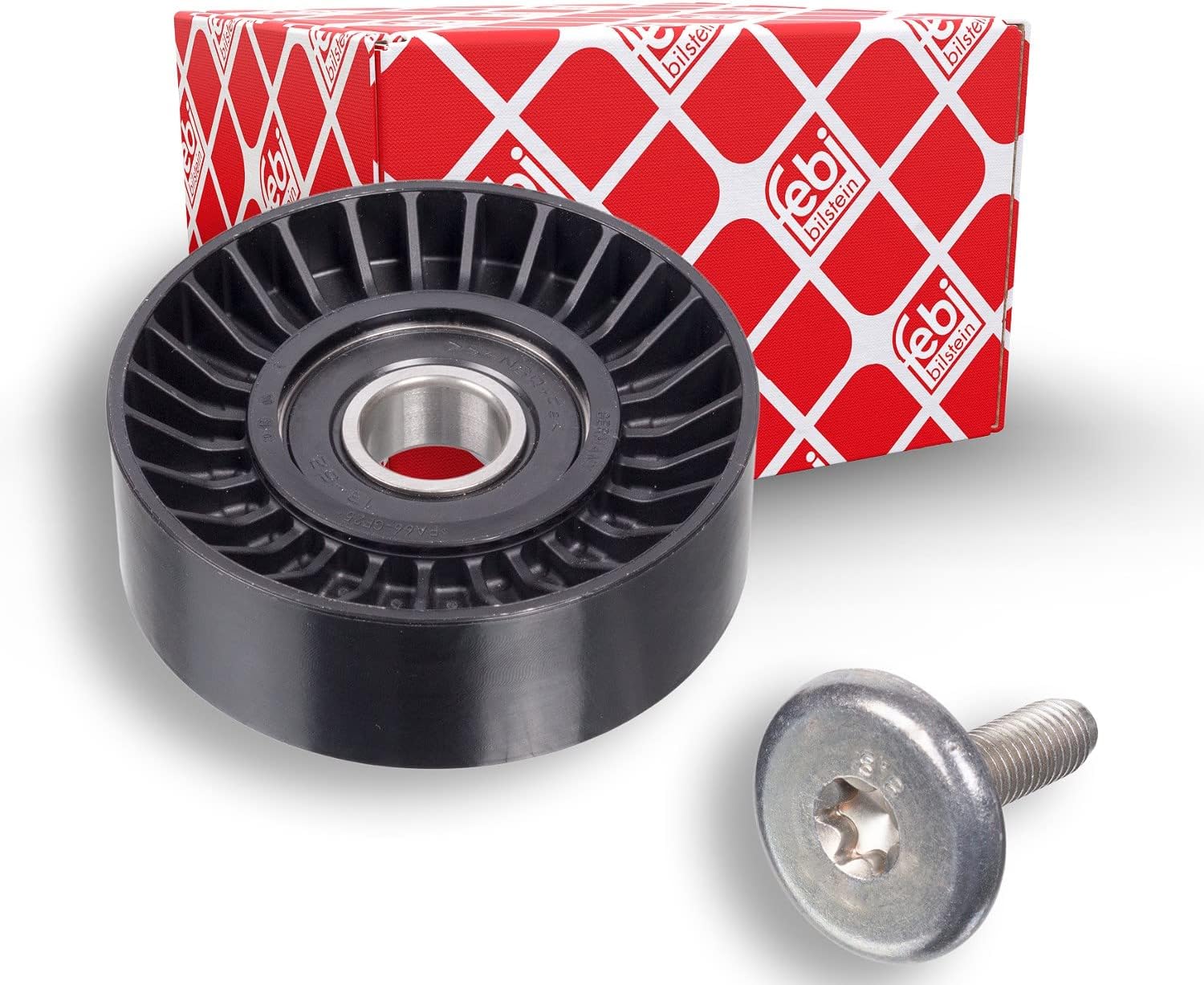 febi bilstein 19357 Idler Pulley for auxiliary belt, with screw, pack of one