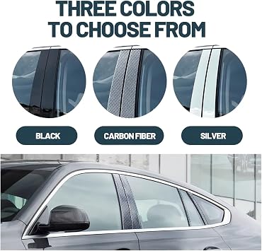 Window Pillar Garnish For BMW 3 Series E46 1995-2004 1996 1997 1998 1999 Glossy Black Carbon Fiber Window Door Deal B C Pillar Post Cover Sticker(Black)