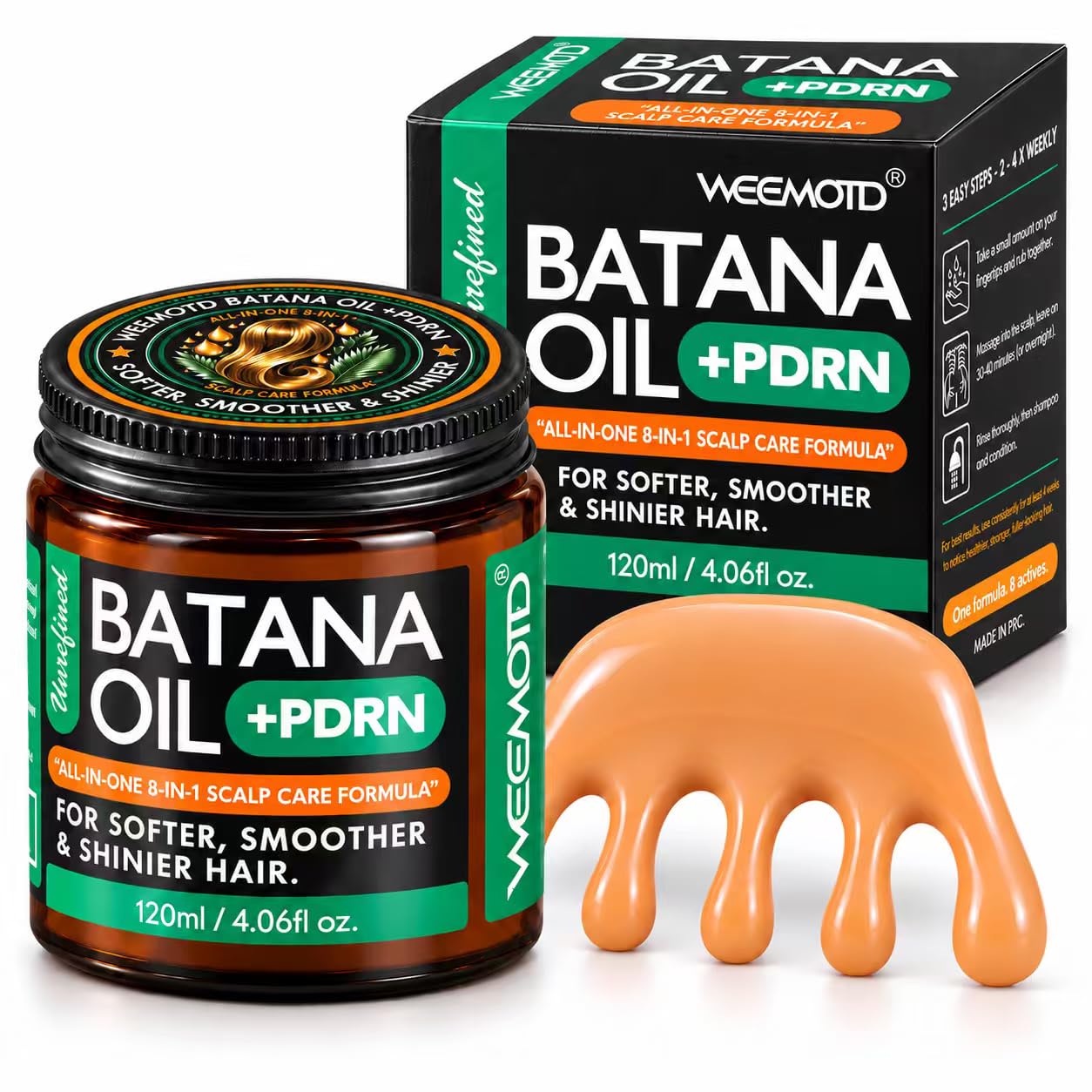 Batana Oil + PDRN, Rosemary Oil + Biotin, 8-in-1 Formula, with Massage Comb