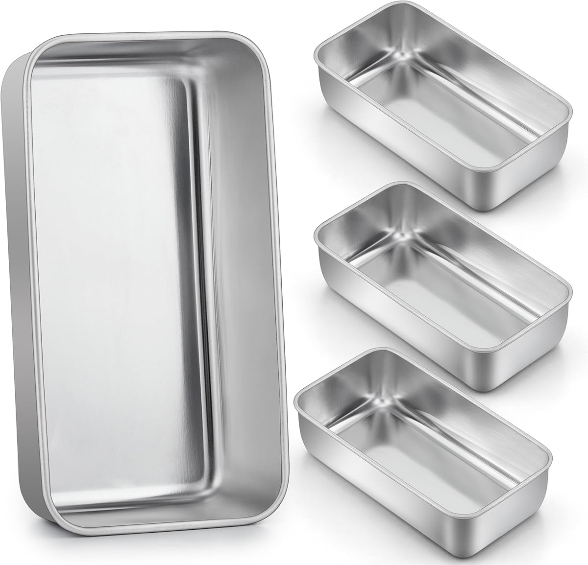 LIANYU 4 Pack Loaf Pans for Baking Bread, 9x5 Inch Bread Pan, Stainless Steel Meatloaf Baking Loaf Tin for Homemade Banana Sourdough, Dishwasher Safe