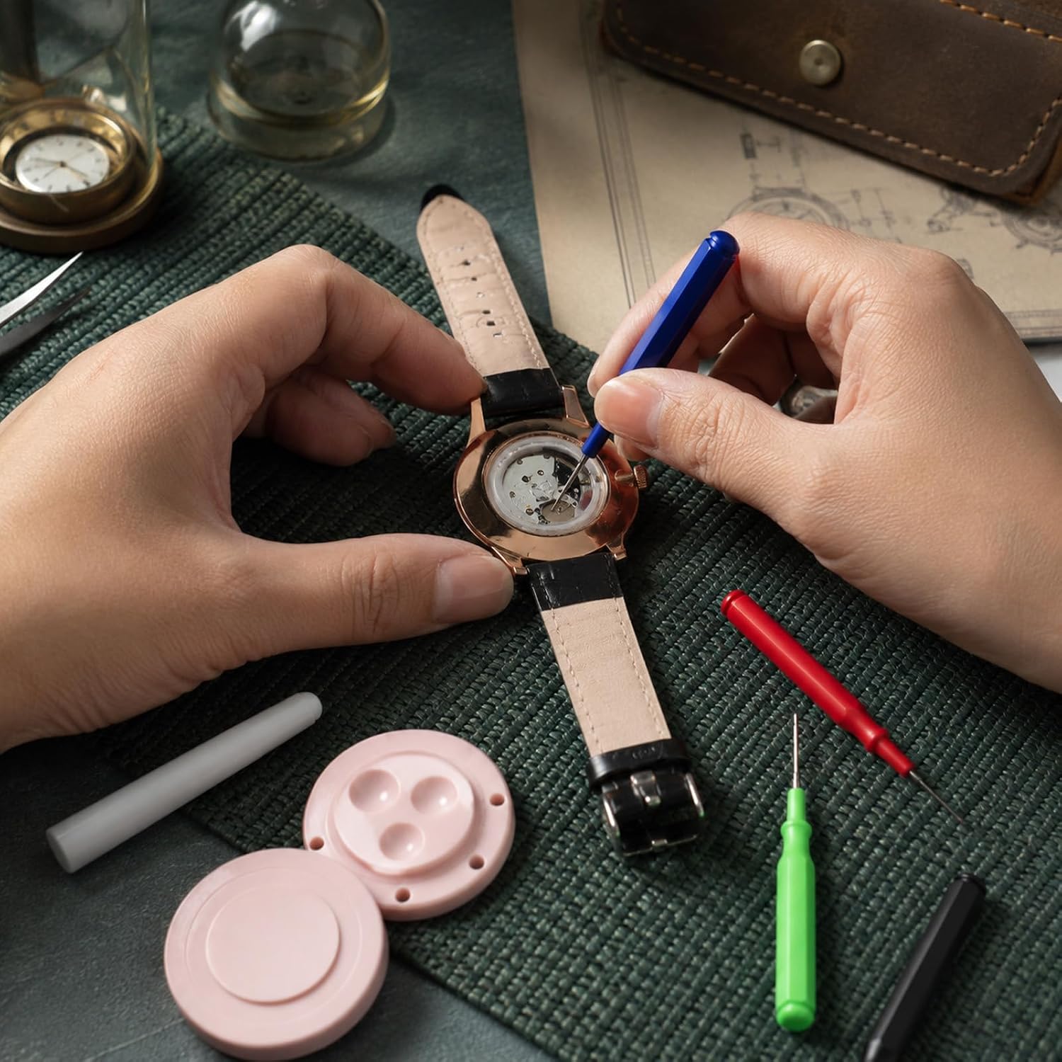 1Set Watch Repair Oilers Tool, 4 Different Pen Needle 1 Oil Cup