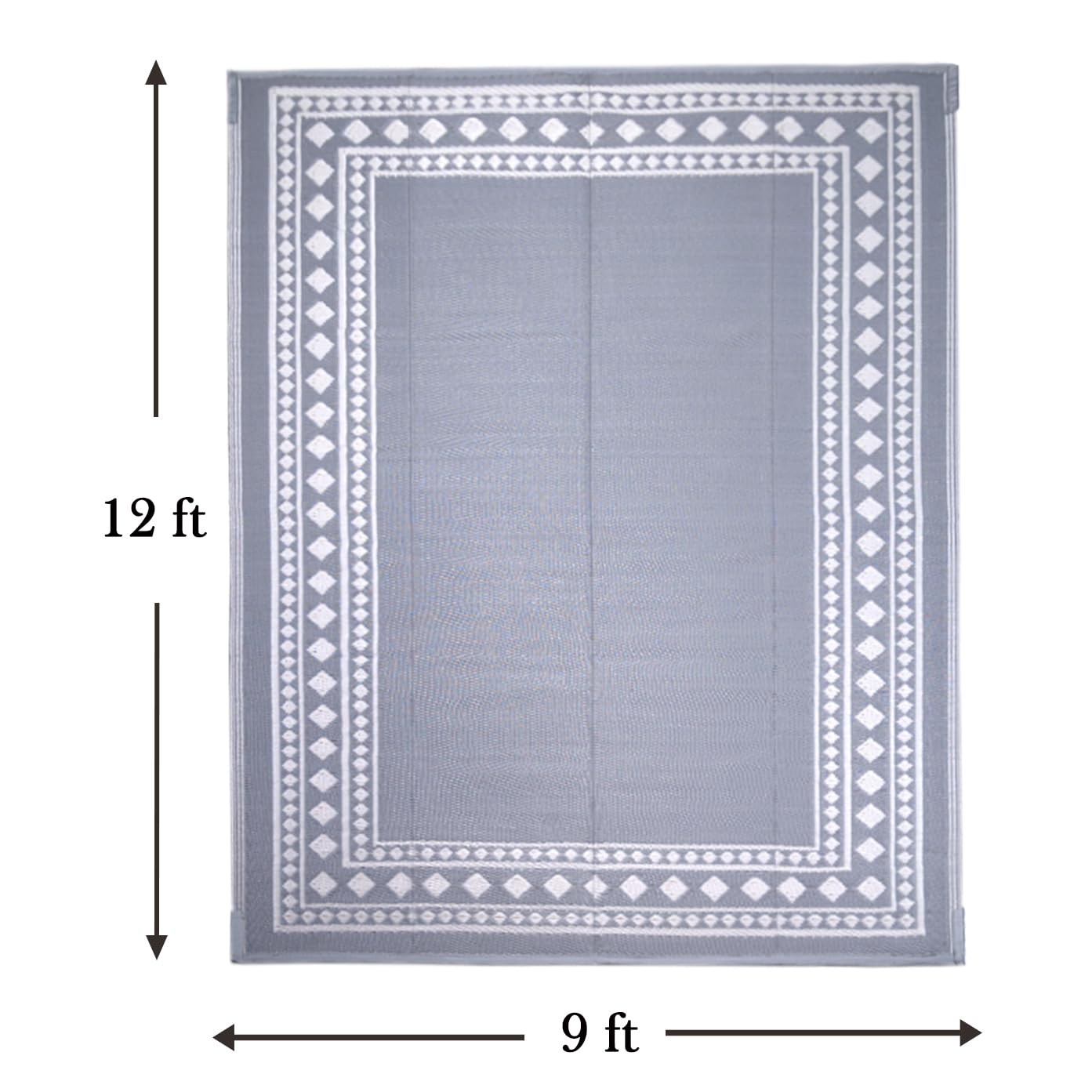 RURALITY Outdoor Rugs 9x12 Waterproof for Patios Clearance,Plastic Straw Mats for Backyard,Porch,Deck,Balcony,Reversible,2-Frame Pattern