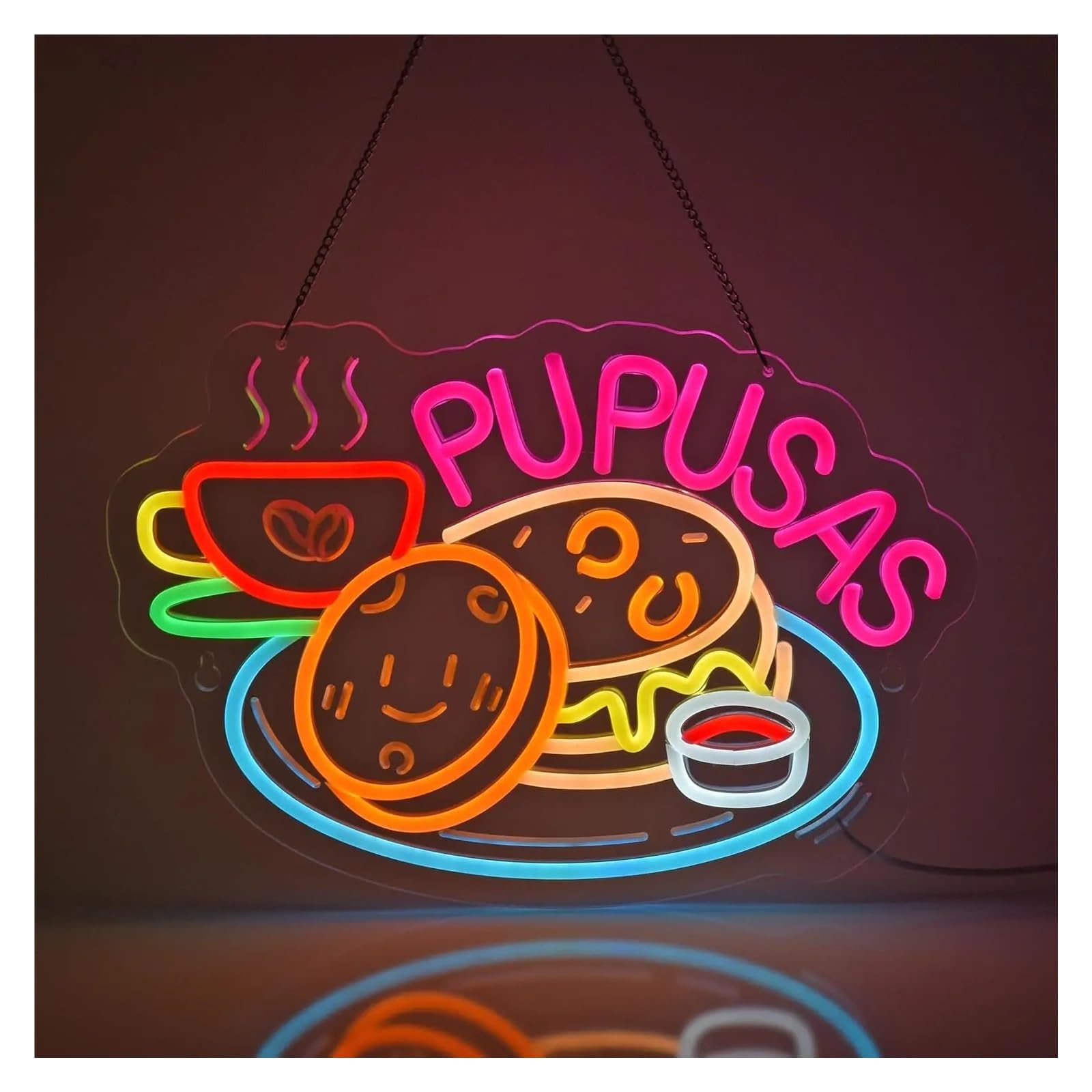 SHOUXI Sign Lamp Pupusas Neon Sign Dimmable Light USB Powered for Business Restaurant Store Shop Market Food Truck Home Decor 39cmx27cm