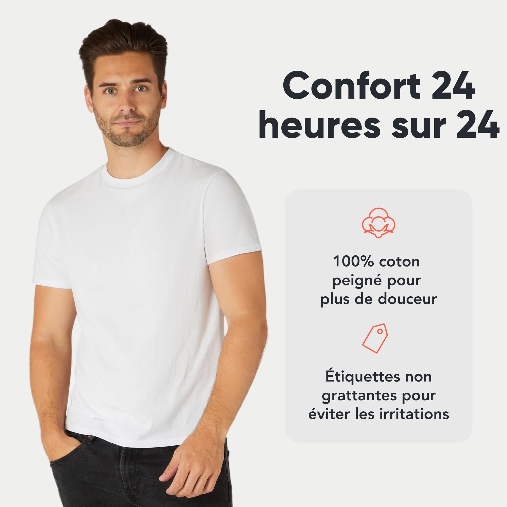 FM London Lot de 3/5 t-Shirts pour Hommes - T-Shirts de qualité supérieure avec Design légèrement ajusté - 3
