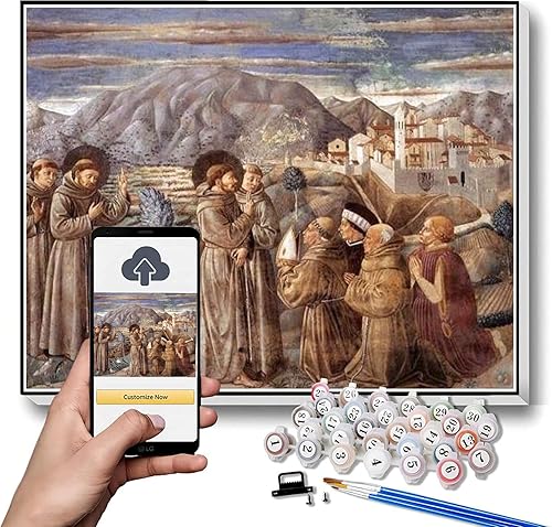 Miniatura 10 de Pintura por números para Madonna adulta y niño con San Francisco y el donante Fra Jacopo Da Montefalco Izquierda y San Bernardino Pintura por
