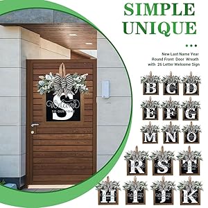 Last Name Welcome Sign Wreath for Front Door All Year Round Decorations Front Porch Decor Hanging Gift for Farmhouse Home Outdoor and Indoor (S) Last Name Welcome Sign Wreath for Front Door All Year Round Decorations Front Porch Decor Hanging Gift for Farmhouse Home Outdoor and Indoor S