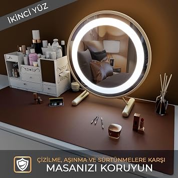 [PM-U1O8-P0LD] Klasse Çift Renk Dikişli PU Deri Masa Matı 80x40 Cm Mousepad, Su Geçirmez Masa Sümeni, Çift Taraflı Kullanım, Dizüstü Bilgisayar/Ofis/Ev için, Kaymaz Taban (Bej Ve Kahverengi)